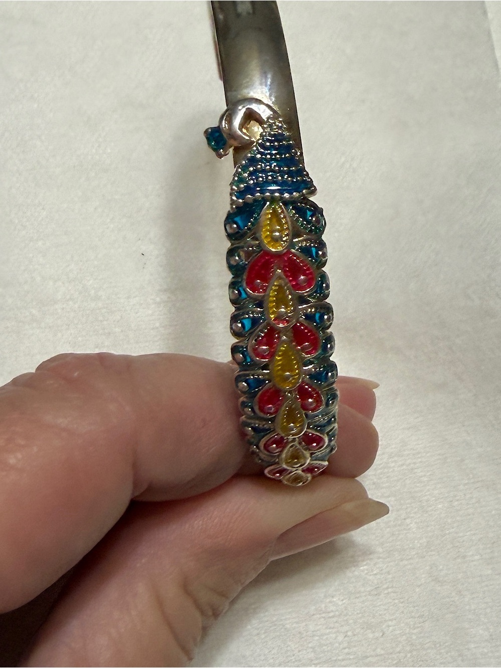 Hand Painted Resin Peacock Bracelet